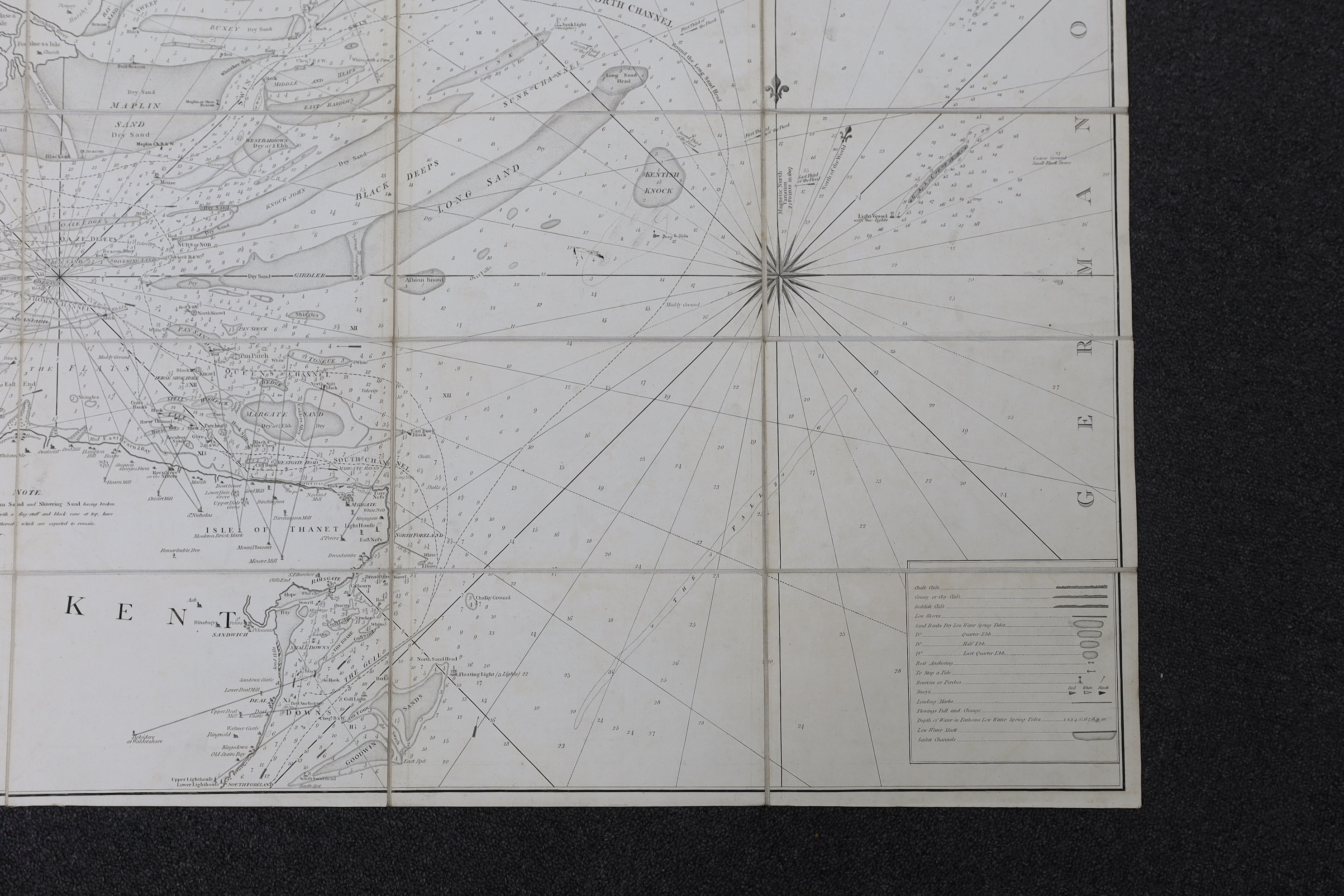 Burn, George (and others) A New and Correct Chart of the Thames' Mouth, and c. from London Bridge to Orford Ness...and from the Nore to the North Foreland, the Downs, and South Foreland.....a corrected edition, with the